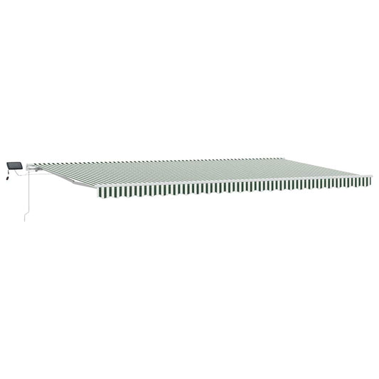 Toldo Retráctil Verde Y Blanco 600 X 300 Cm Tela Y Aluminio_0