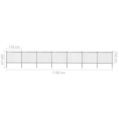 Valla De Jardín Con Puntas De Lanza Acero Negro 11,9x1,5 M / Vetonek_3