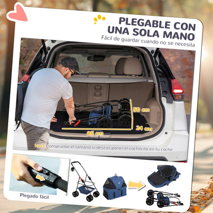 Pawhut Carrito Para Perros Plegable 3 En 1 Con Cesta De Almacenaje 76x50x102 Cm_4