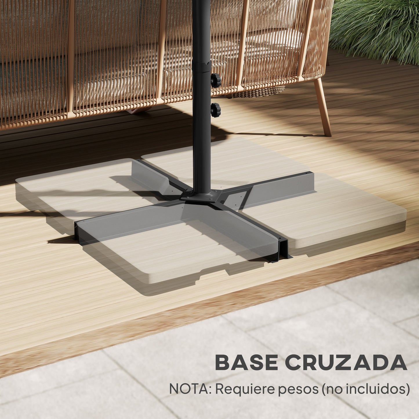 Outsunny Sombrilla Doble 4,6x2,7 M Con Manivela Resistente Al Agua Crema_5