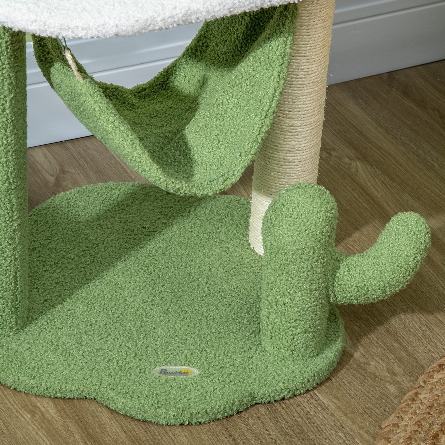 Pawhut Árbol Rascador Para Gatos Con Forma De Cactus Altura 90 Cm Con Hamaca_3