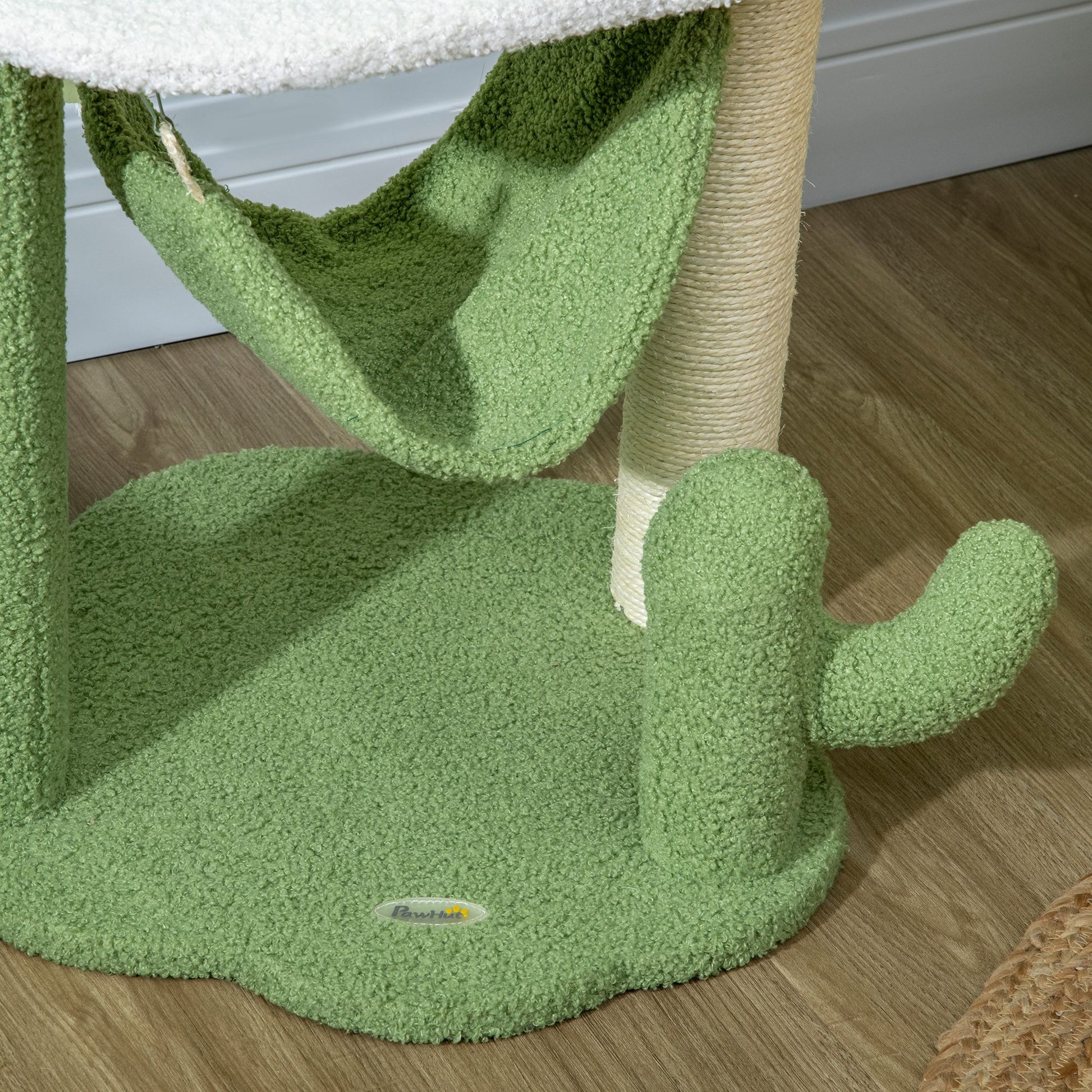 Pawhut Árbol Rascador Para Gatos Con Forma De Cactus Altura 90 Cm Con Hamaca_3