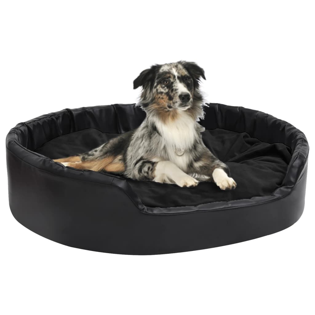 Vidaxl Cama Para Perros Felpa Y Cuero Sintético Negro 99x89x21 Cm_1