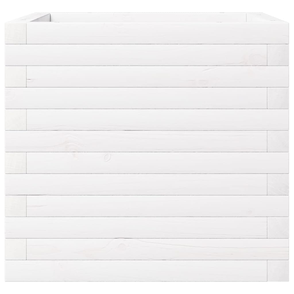 Jardinera De Madera Maciza De Pino Blanca 50x50x46 Cm_5