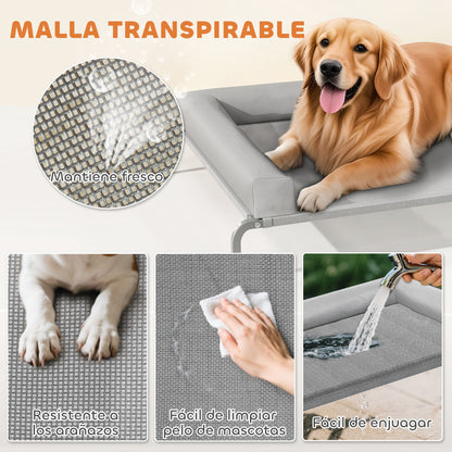 Pawhut Cama Elevada Para Perros Transpirable Con Refuerzos Extraíbles Gris Claro_5