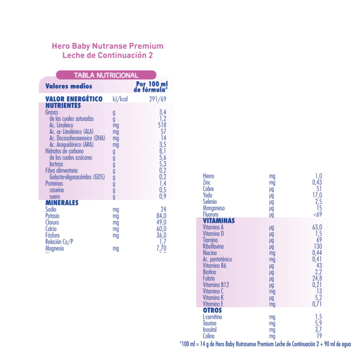 Leche Infantil Nutrasense Premium 2 800 g-Hero Baby