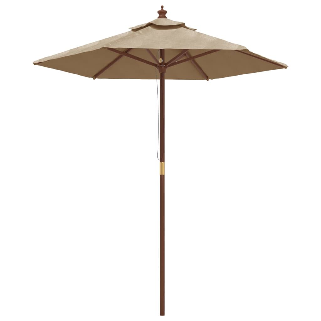 Vidaxl Sombrilla De Jardín Con Poste De Madera Gris Taupe 196x231 Cm_0