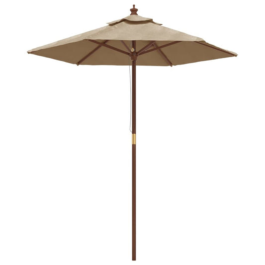 Vidaxl Sombrilla De Jardín Con Poste De Madera Gris Taupe 196x231 Cm_0