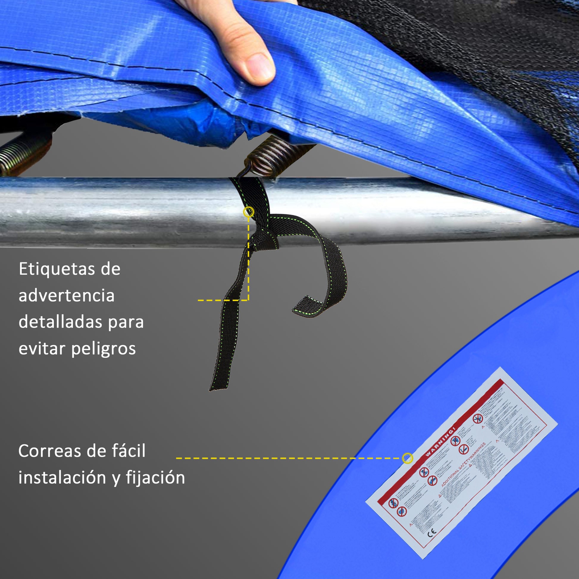 Homcom Cubierta Protectora Para Cama Elástica Trampolín Ø244 Cm Azul_5