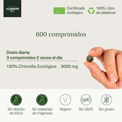 Chlorella Ecológica Premium, Aldous Bio, 600 comprimidos