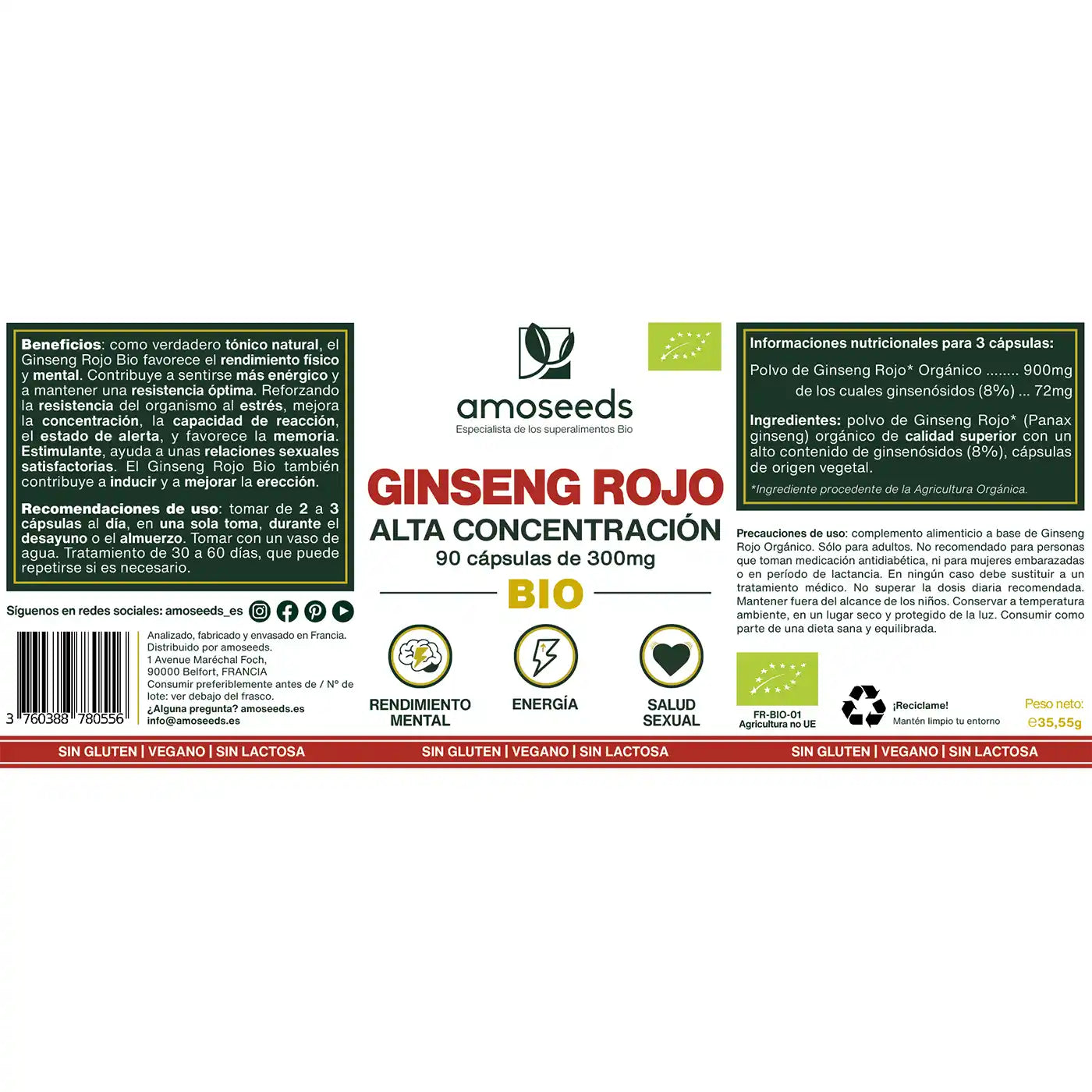 Ginseng Rojo Bio, Alta Concentración | 60 Cápsulas_4