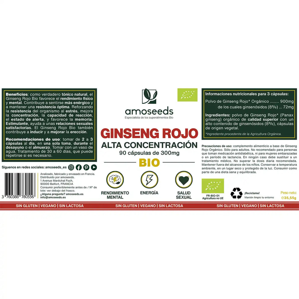 Ginseng Rojo Bio, Alta Concentración | 60 Cápsulas_4