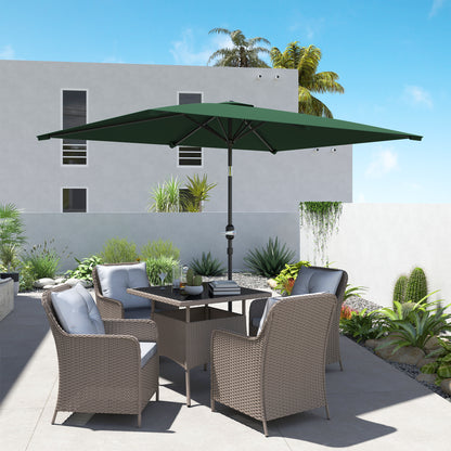 Outsunny Sombrilla Jardín Aluminio 2x3x2,5 M Inclinable Con Manivela Verde_1