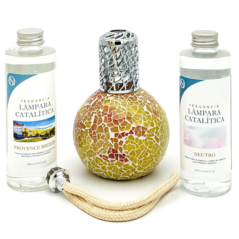 Pack Ahorro Lámpara Catalítica Mosaico Bicolor + Aroma Provence Breeze 500ml + Limpiador Neutro 200ml + Mecha Repuesto_0