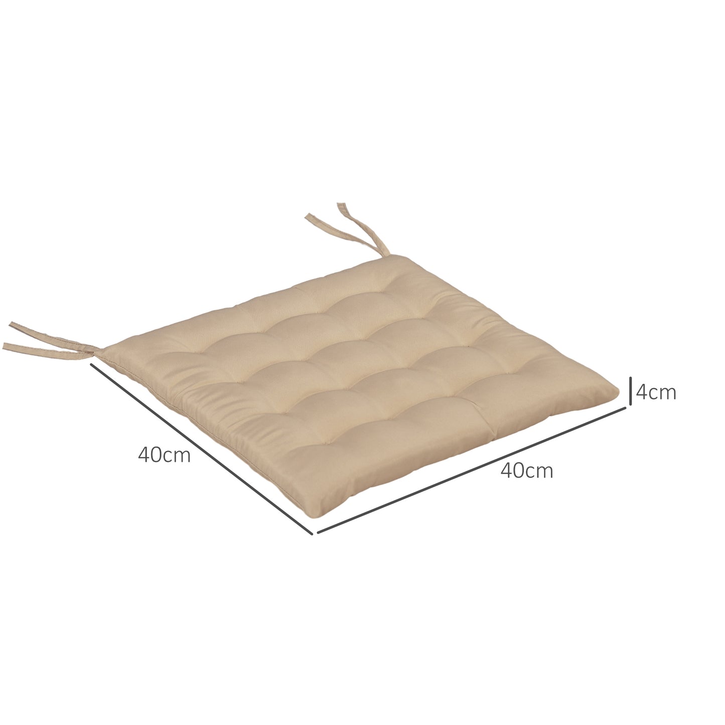 Outsunny Juego De 6 Cojines Para Sillas De Comedor 40x40 Cm Caqui_2