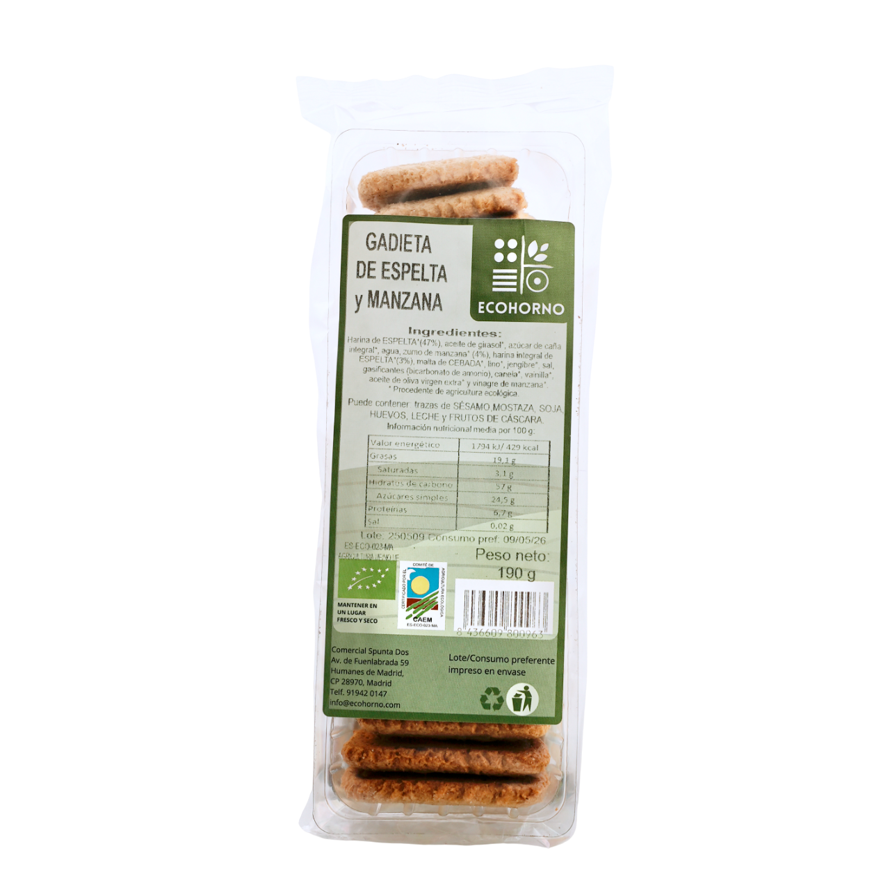 Gadieta ecológica de espelta y manzana 190 g_0