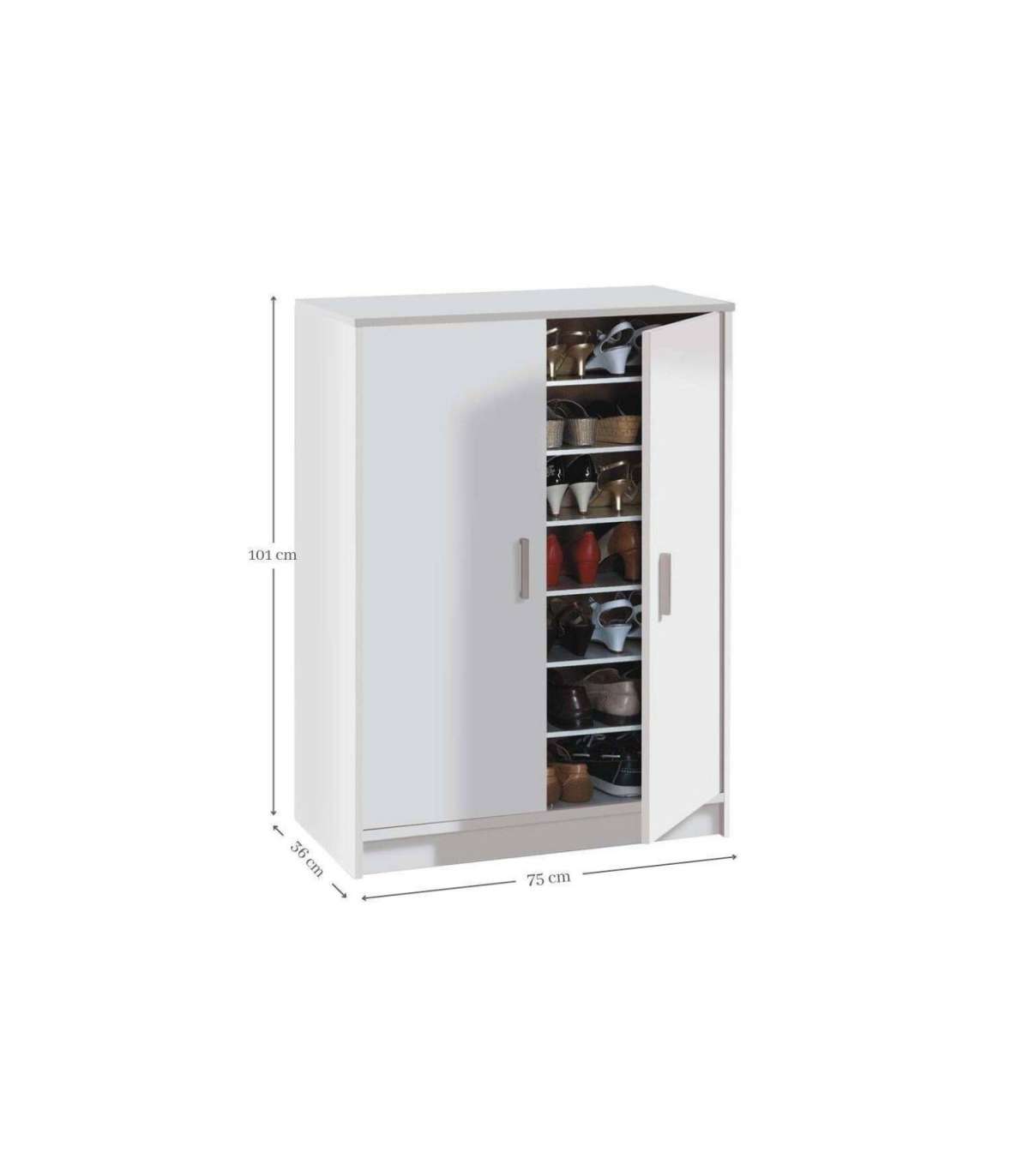 Armario Multiusos 2 Puertas Lassie En Blanco, 75cm(ancho) 101cm(altura) 36cm(fondo)_2