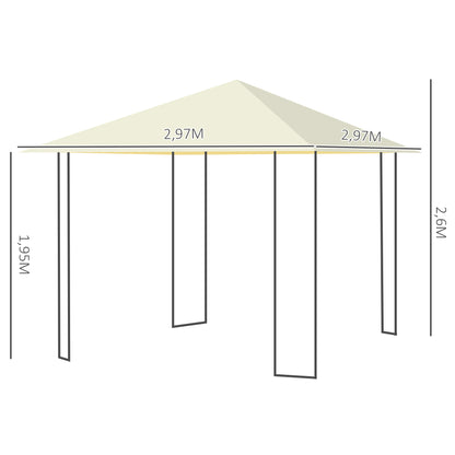 Cenador De Jardín Outsunny Acero, Poliéster Crema 297x297x260 Cm_2
