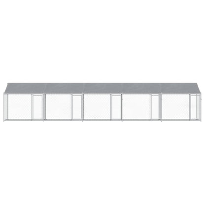 Jaula De Perros Techo Y Puertas Acero Galvanizado Gris 10x2x2 M_3