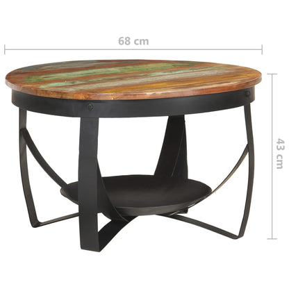 Mesa De Centro De Madera Maciza Reciclada Ø68x43 Cm_4