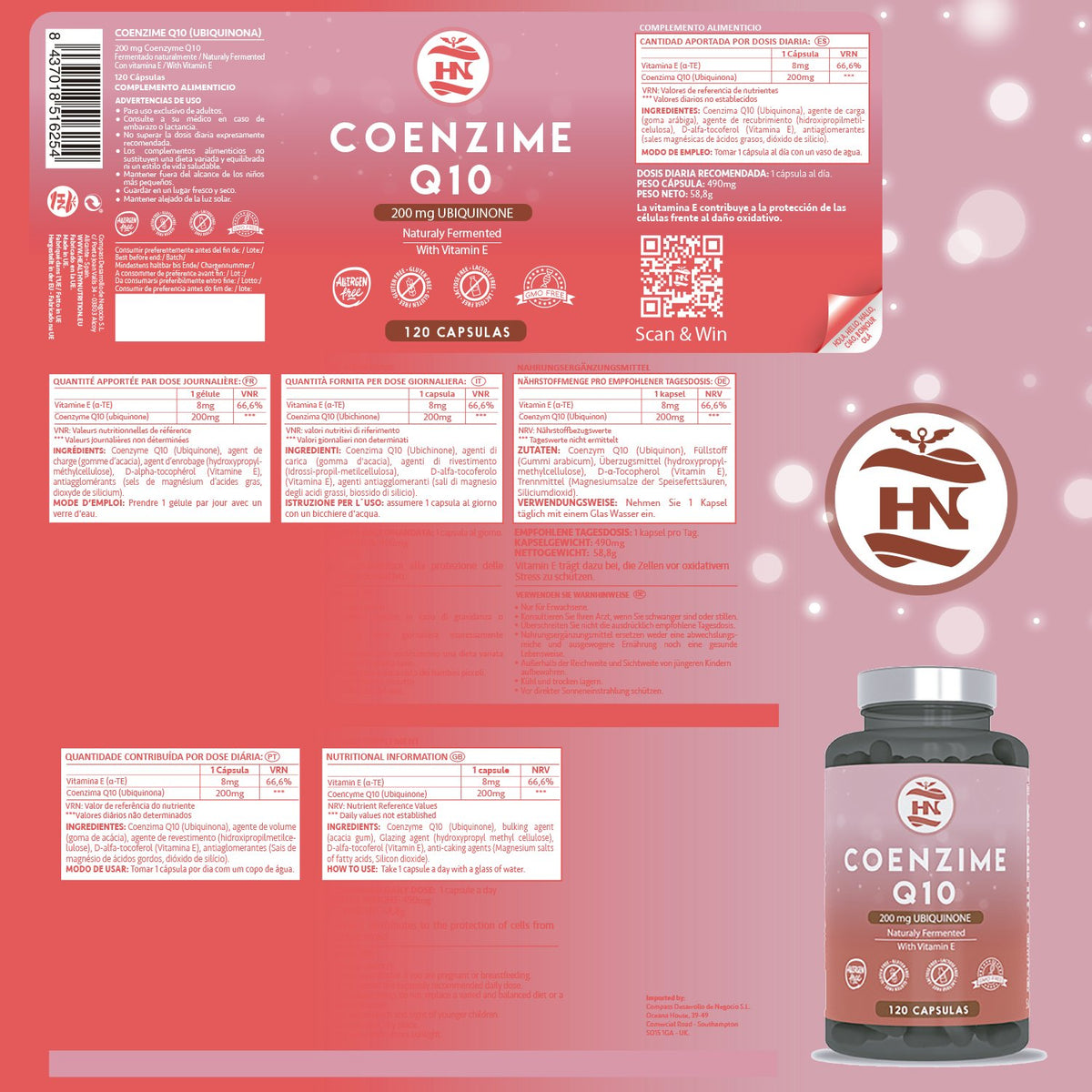Pack 3 X Coenzima Q10 200mg + Vitamina E - 3 X 120 Cápsulas - Complemento Alimenticio_2
