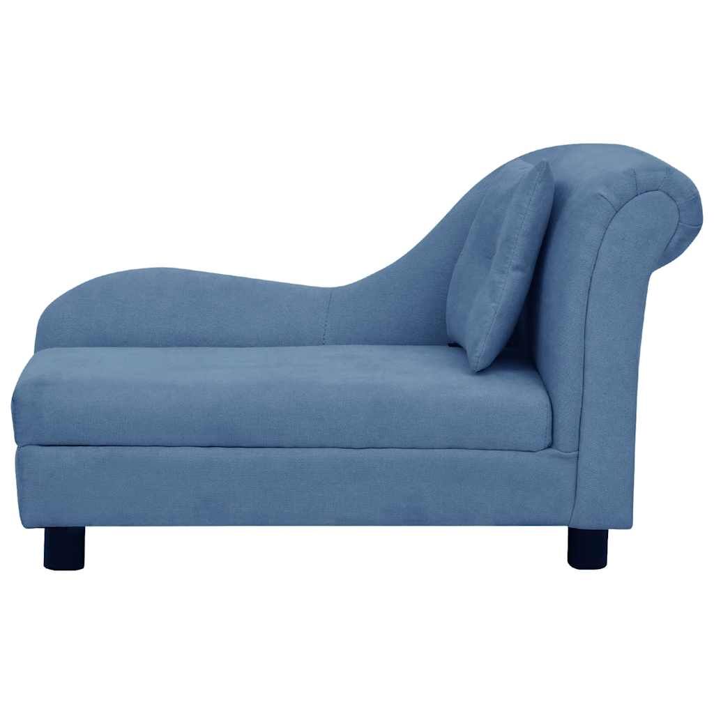Vidaxl Sofá Para Perros Con Almohada Azul Felpa 83x44x44 Cm_4