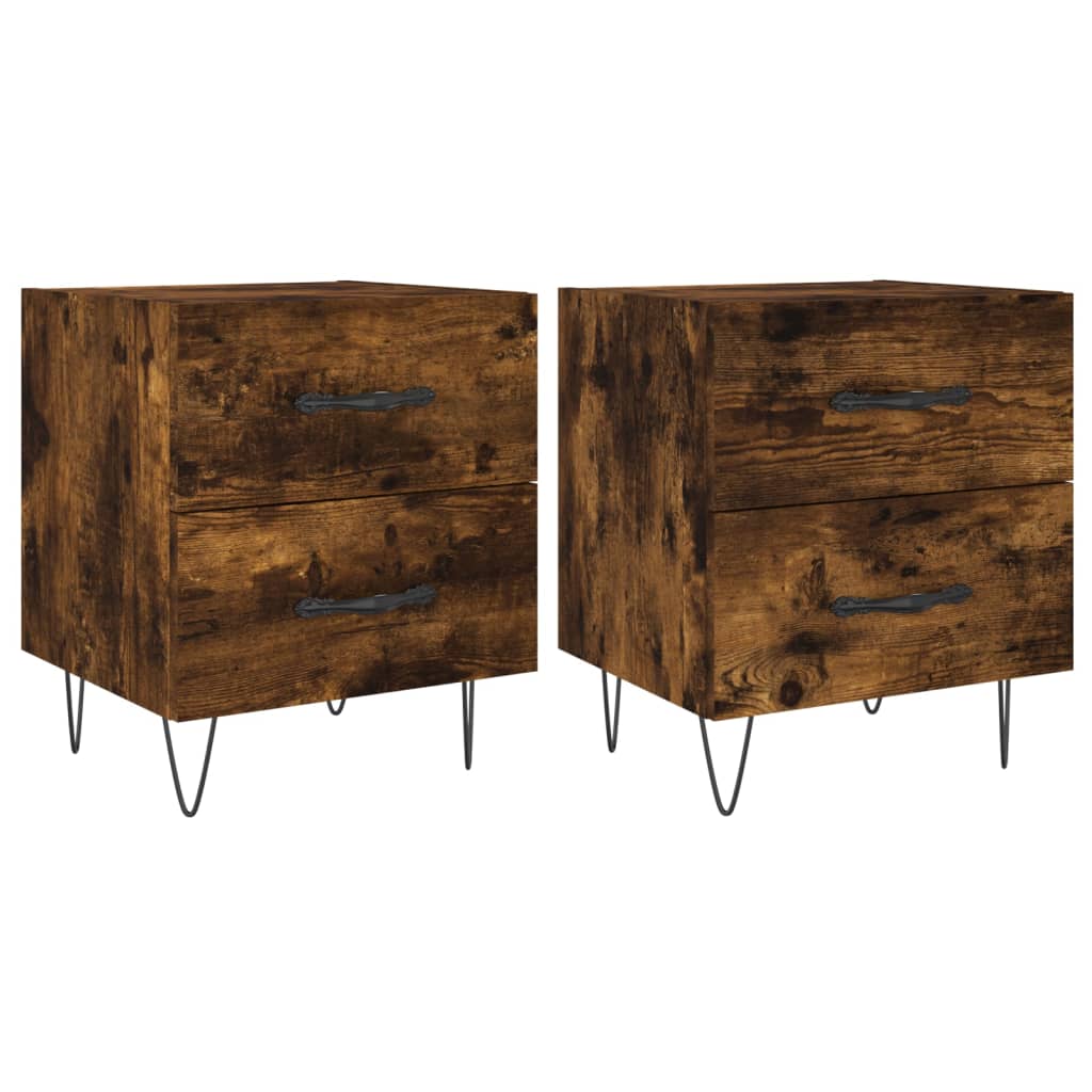 Mesita Noche 2 Uds Madera Ingeniería Roble Ahumado 40x35x47,5cm_0