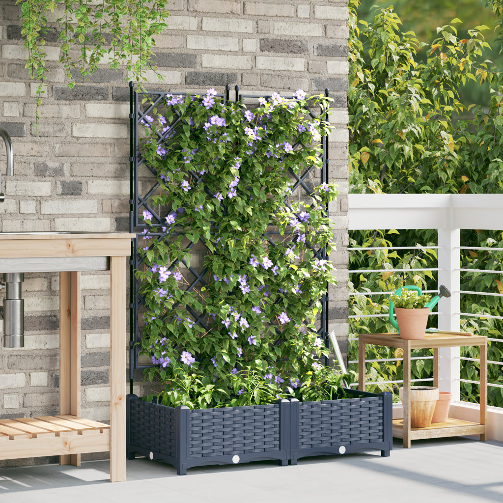 Vidaxl Maceta De Jardín Con Enrejado 2 Pcs Gris 80 X 40 X 125.5 Cm Pp_2