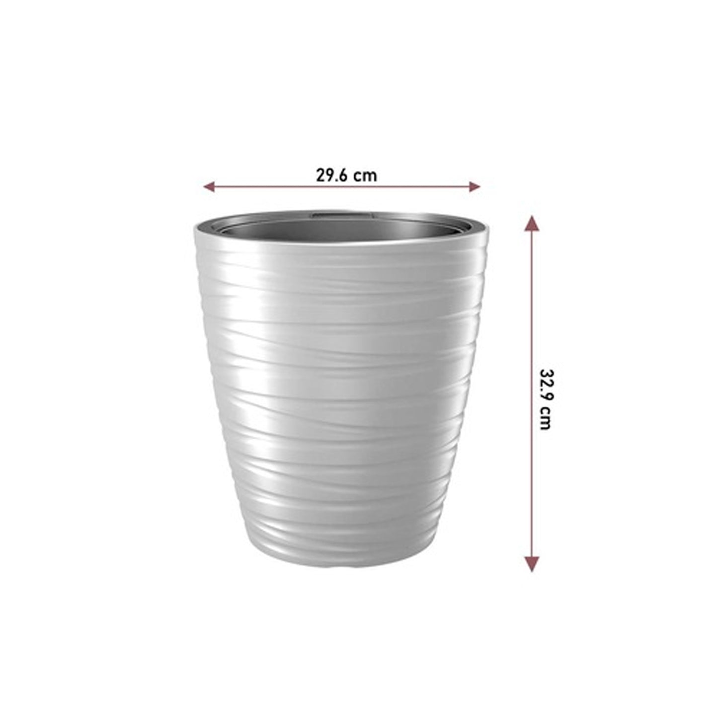 Maceta Con Deposito 16l Maze De Plastico En Color Gris Piedra 29,6 (largo) X 29,6 (ancho) X 32,9 (alto) Cm_2
