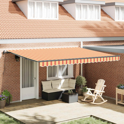 Toldo Retráctil Amarillo Y Naranja 450 X 300 Cm Tela Y Aluminio_1