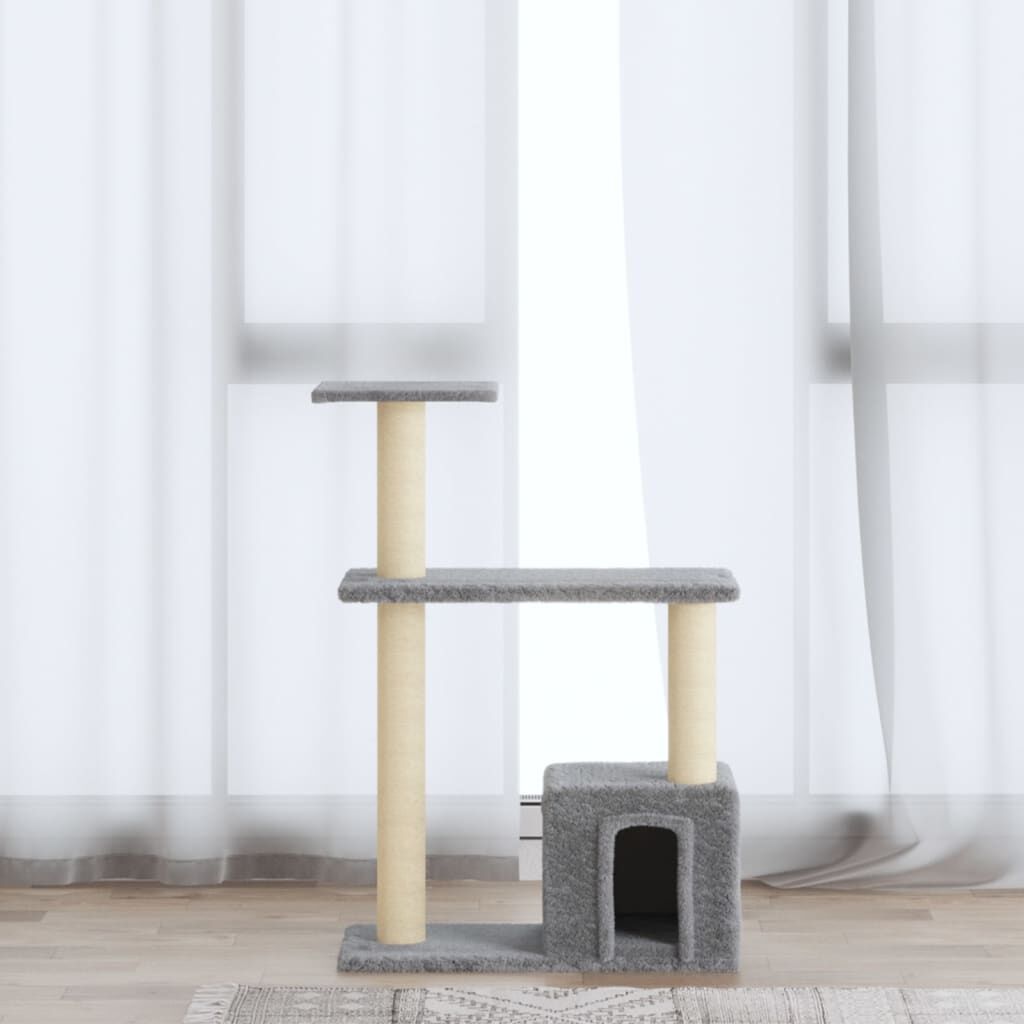 Vidaxl Rascador Para Gatos Con Postes De Sisal Gris Claro 70 Cm_1