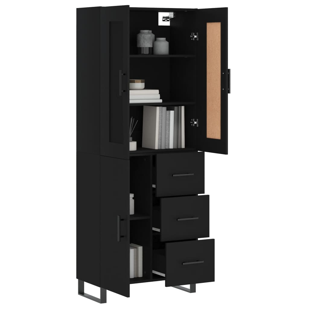 Aparador Alto Madera Contrachapada Negro 69,5x34x180 Cm_2