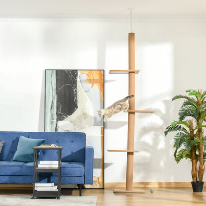 Pawhut Árbol Para Gatos Del Suelo Al Techo 43x27x228-260 Cm Con Altura Ajustable_1