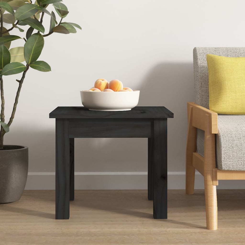 Mesa De Centro De Madera Maciza De Pino Negro 35x35x30 Cm_1