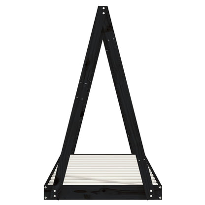 Vidaxl Estructura De Cama Para Niños Madera De Pino Negro 70x140 Cm_4