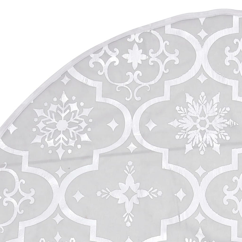 Vidaxl Falda Del Árbol De Navidad De Lujo Y Calcetín Tela Blanco 150cm_5