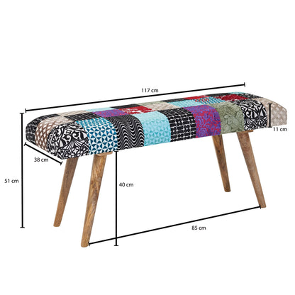 Banco De Madera Maciza Multicolor 117x51x38 Cm_3