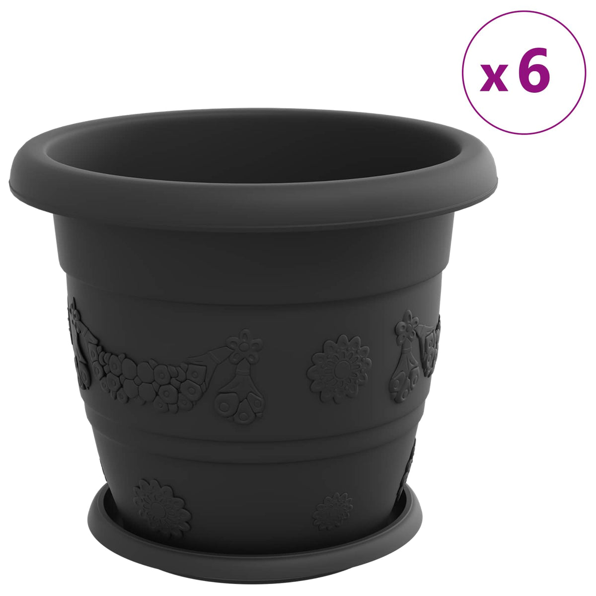 Macetas 24 Uds. Negro Ø 30 X 25 Cm Plástico_3