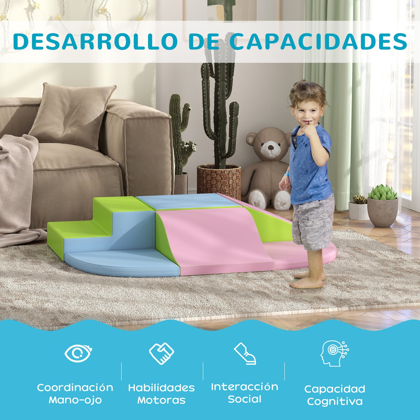 Homcom Juego De 6 Bloques Psicomotricidad Para Niños Multicolor_3