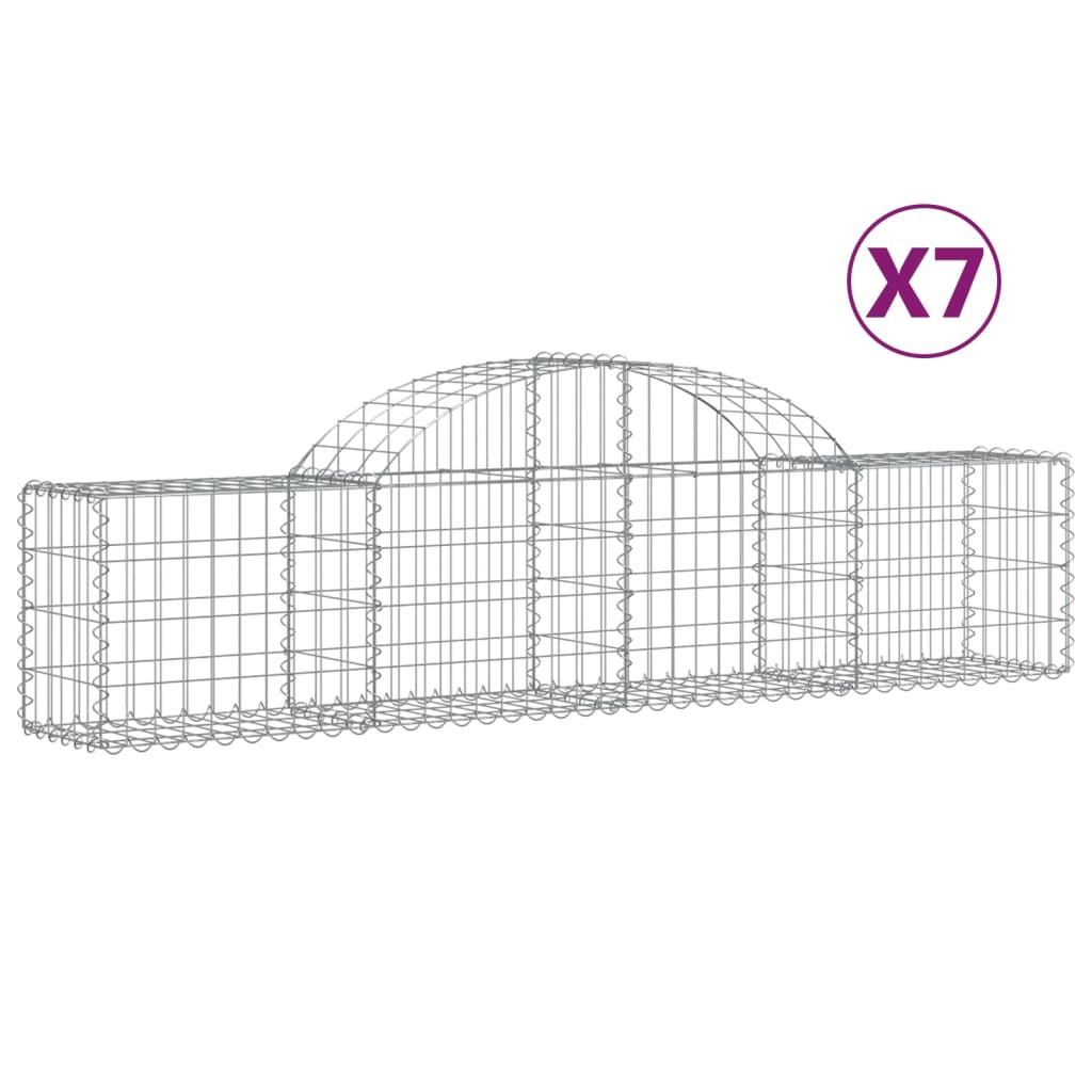 Cestas De Gaviones 7 Uds Forma De Arco Hierro 200x30x40/60 Cm_0