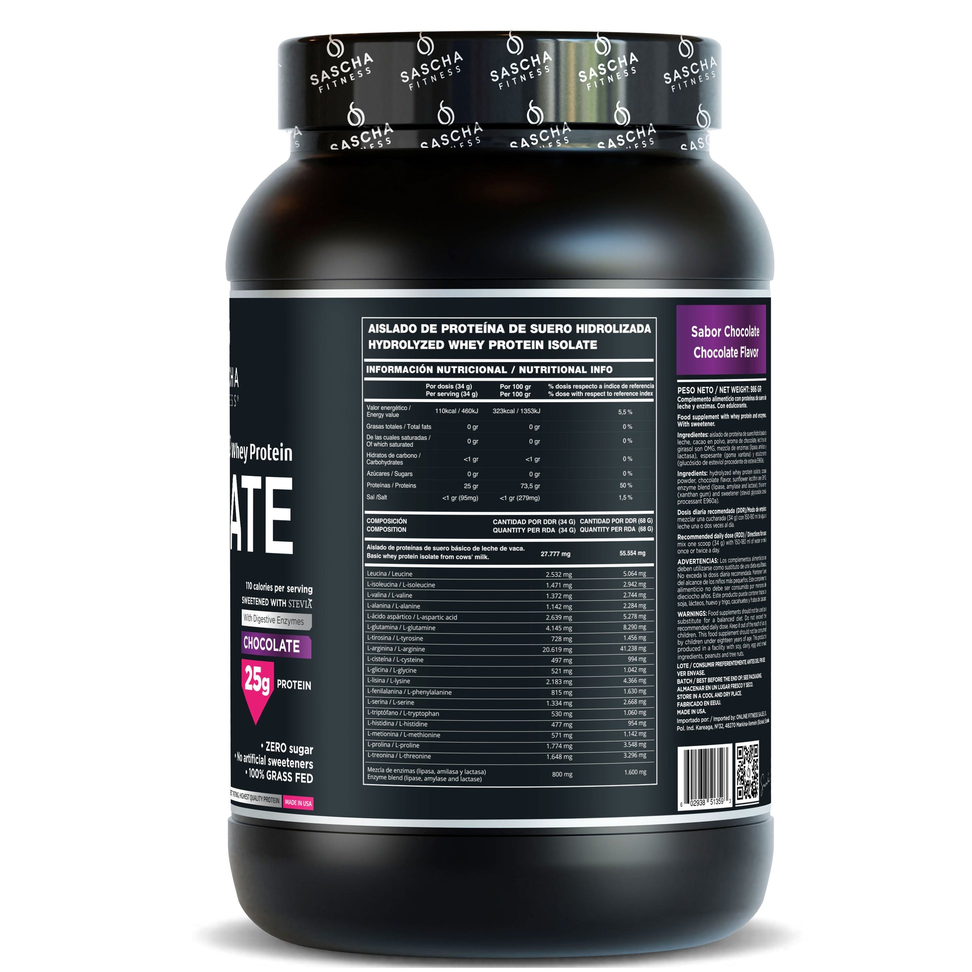 Proteína Whey Sabor Chocolate - Sascha Fitness España