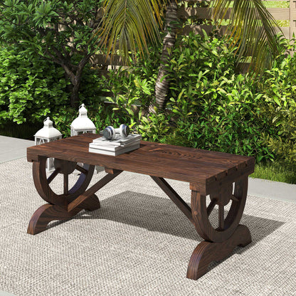 Outsunny Banco De Jardín Con Ruedas Decorativas 98x50x39,5 Cm Carbonizado_1