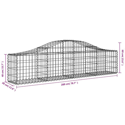 Cestas De Gaviones 18 Uds Forma De Arco Hierro 200x30x40/60 Cm_5