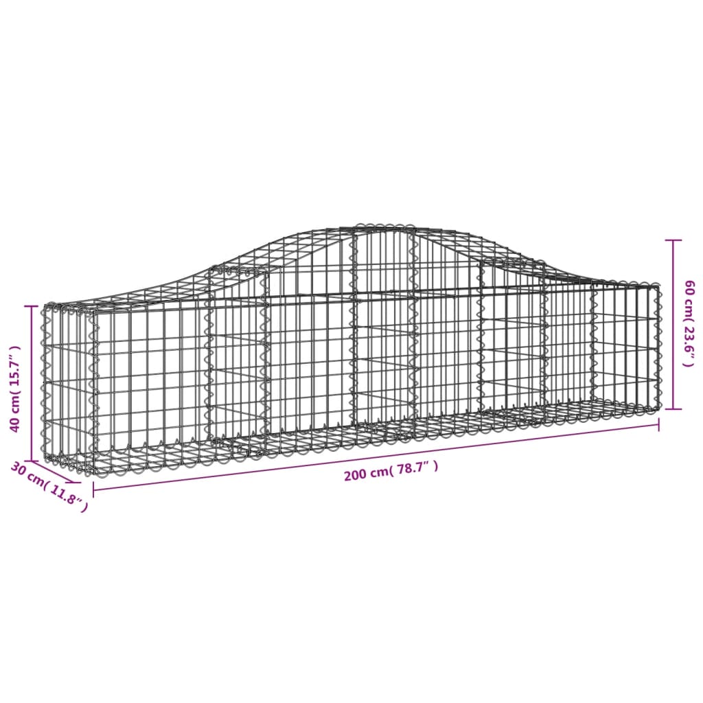 Cestas De Gaviones 6 Uds Forma De Arco Hierro 200x30x40/60 Cm_5