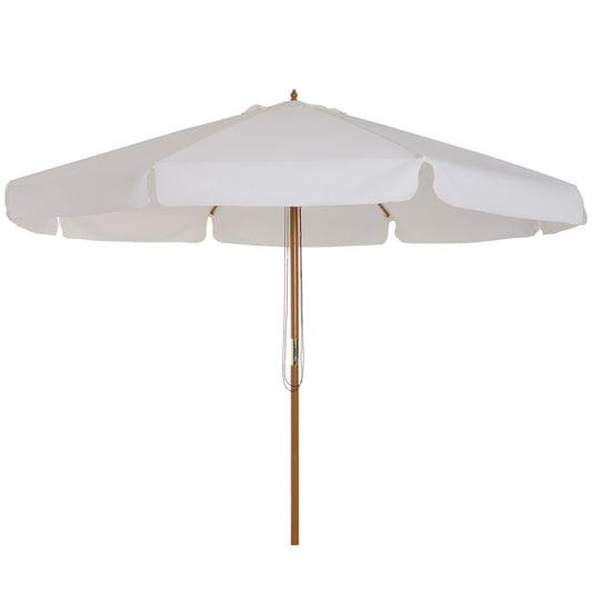 Outsunny Sombrilla Jardín Ø325x250cm Sistema De Polea Techo De Ventilación Beige_0