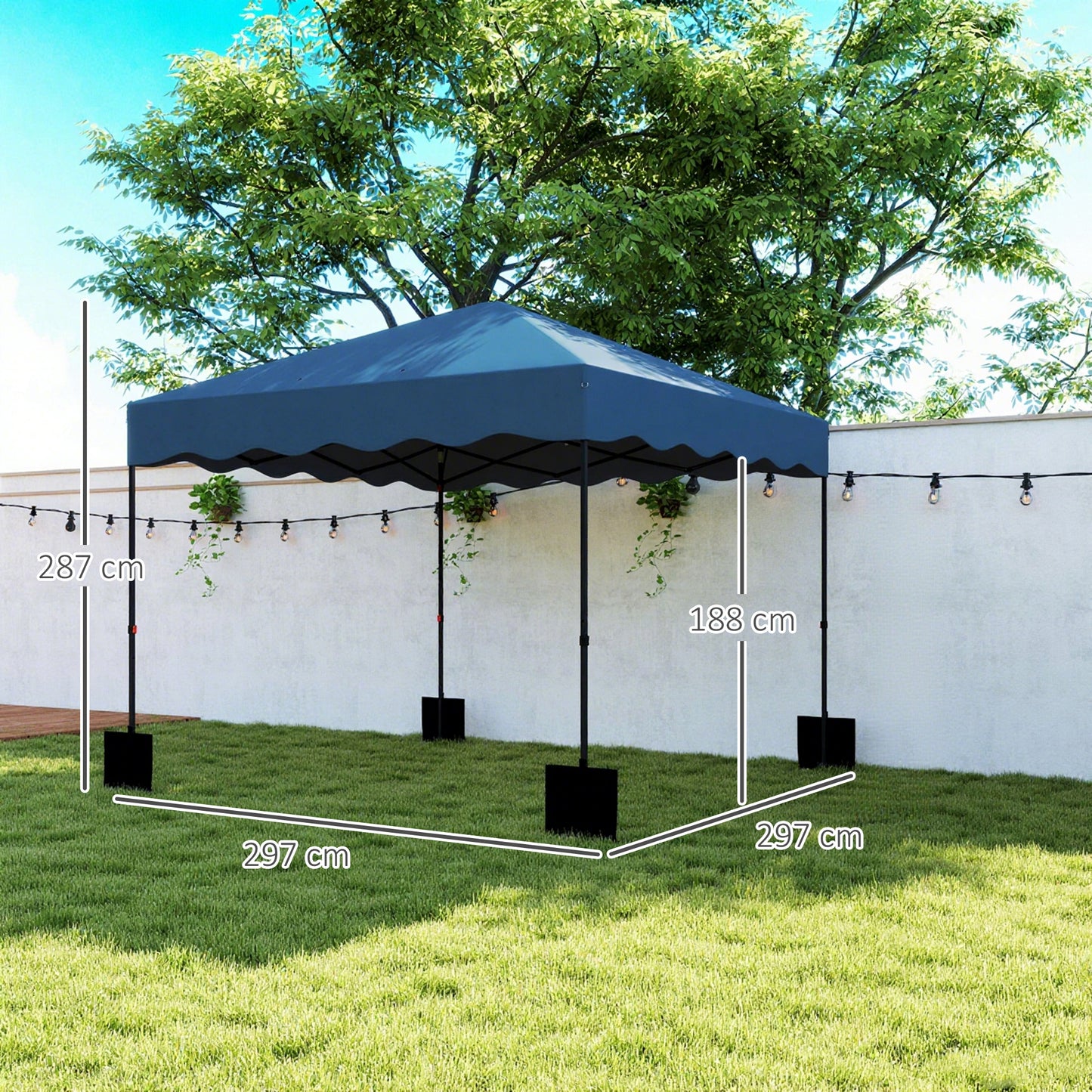 Outsunny Carpa Plegable Pop-up Gazebo 3x3 M Con Protección Uv 50+ Azul Oscuro_2