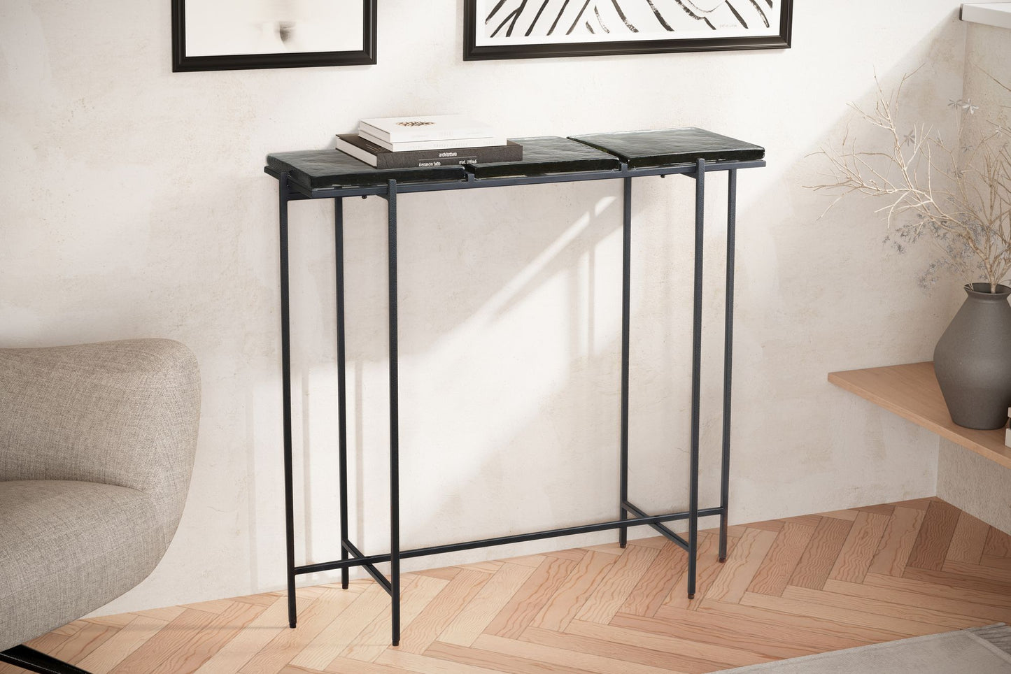 Mesa Consola Negra 90x29x85 Cm_2