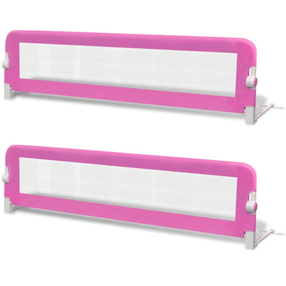 Barandilla De Seguridad Cama De Niño 2 Uds Rosa 150x42 Cm_0