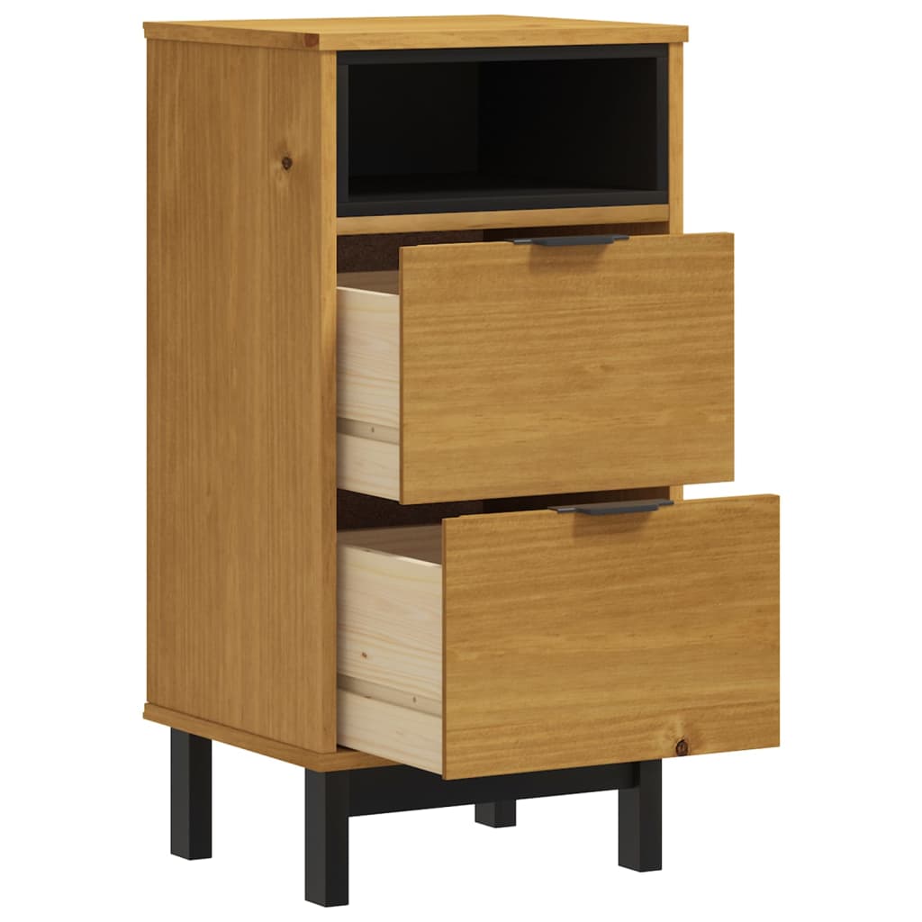Mesita De Noche Flam Madera Maciza De Pino 40x35x80 Cm_2