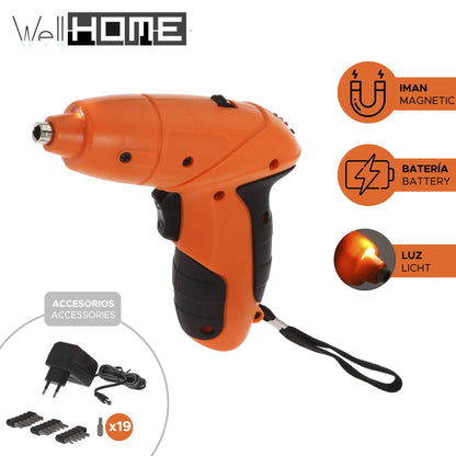 Well Home Set De Taladro + 18 Brocas